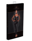 Power Wetlook Overall with Tulle Panel - Black - K. P.
