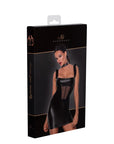 Power Wetlook Short Dress with Front Tulle Inserts - Black - K. P.