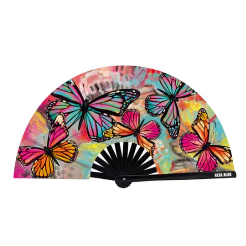 Flutter By Butterfly Blacklight Folding Fan - Multi-Colour - K. P.