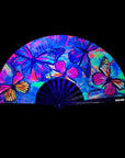 Flutter By Butterfly Blacklight Folding Fan - Multi-Colour - K. P.