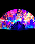 Butterfly Garden Blacklight Folding Fan - Multi-Colour - K. P.