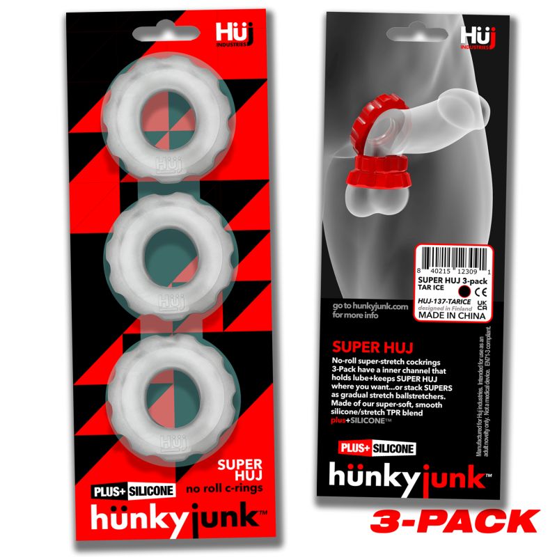 Super Hunkyjunk - 3 Pc Cockrings - Clear Ice - K. P.