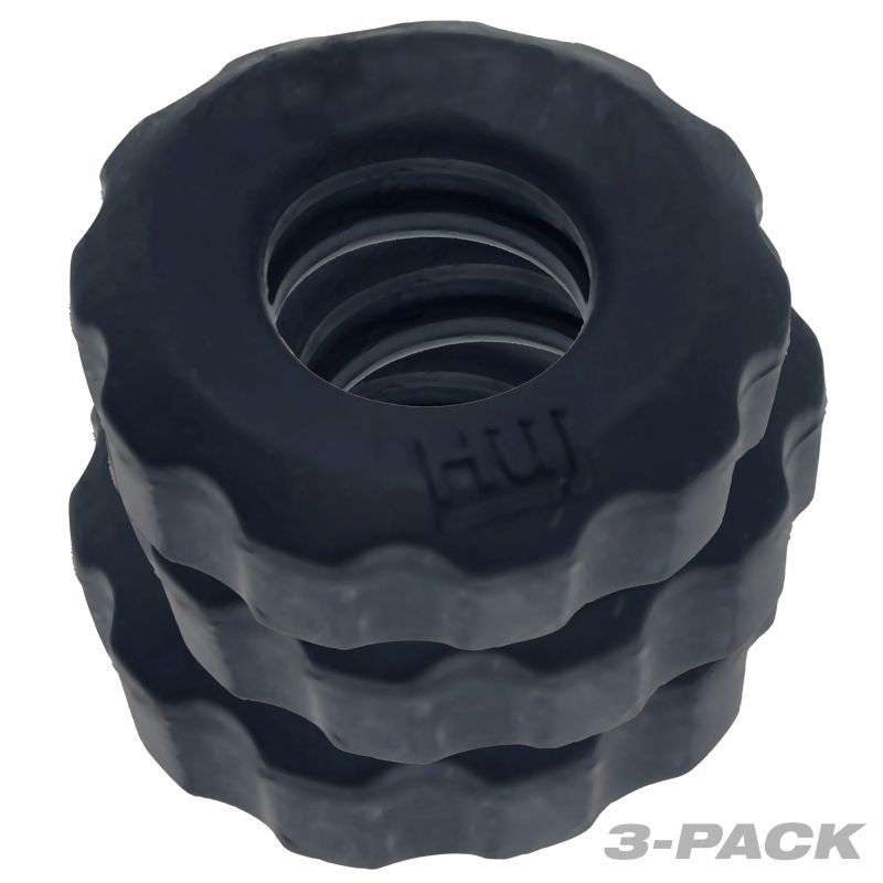 Super Hunkyjunk - 3 Pc Cockrings -  Tar Ice - K. P.