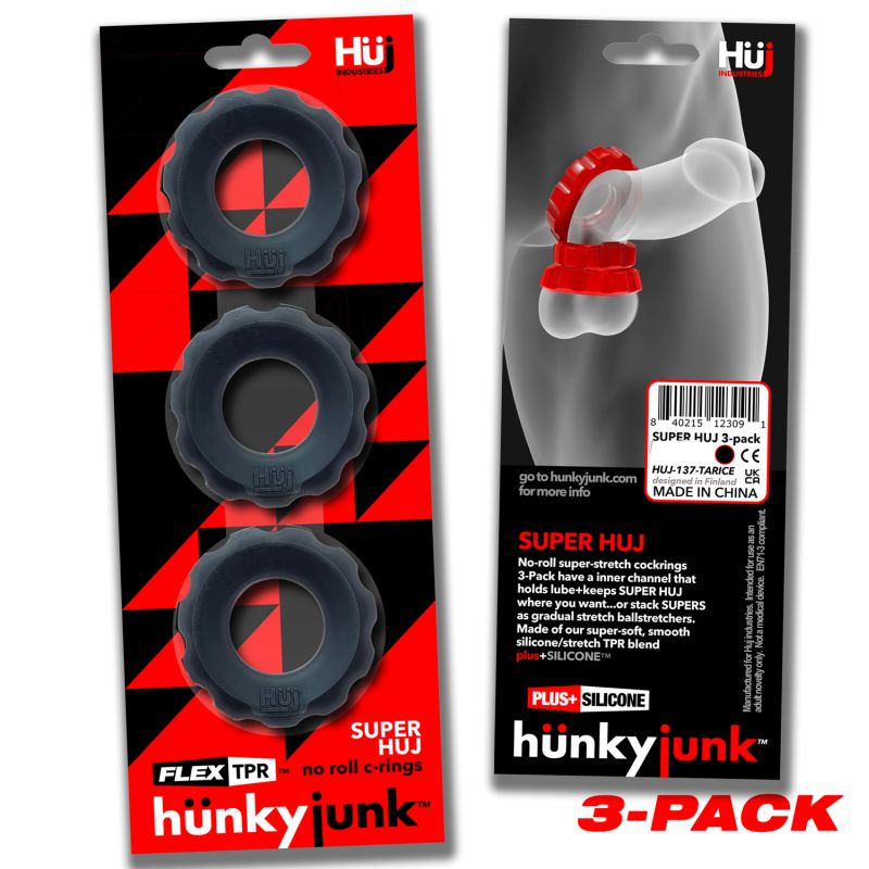 Super Hunkyjunk - 3 Pc Cockrings -  Tar Ice - K. P.