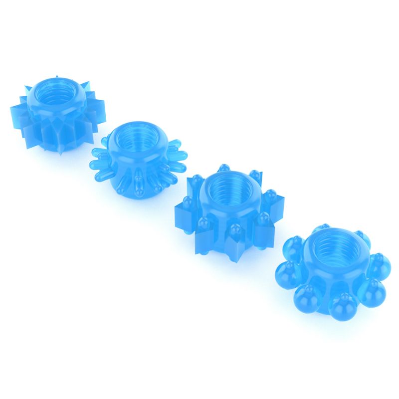 Lumino Play Penis Rings 4 Pieces - Blue - K. P.