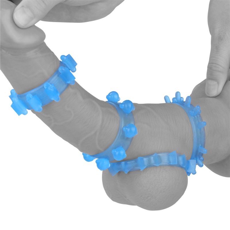 Lumino Play Penis Rings 4 Pieces - Blue - K. P.