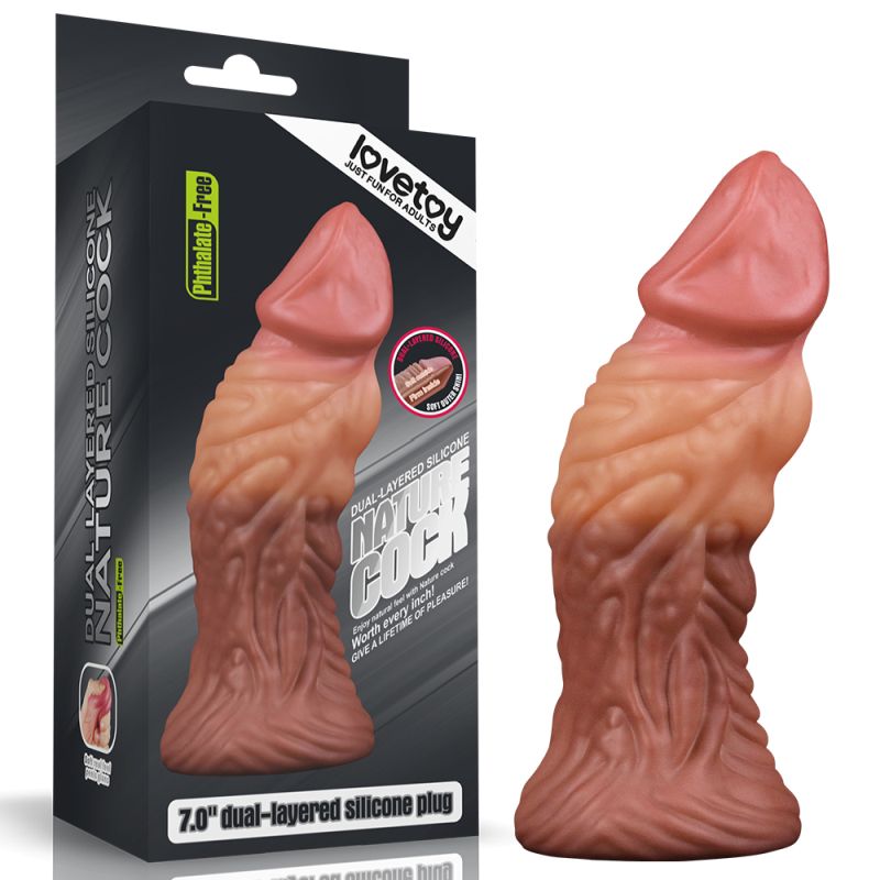 Nature Cock - Dual Layered Platinum Silicone Plug 7" - Flesh - K. P.