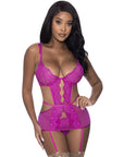 Cutout Dress and G-String Set - Raspberry - K. P.