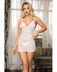 Rhiannon 2 Piece Chemise & G String - White - K. P.