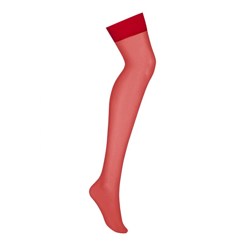 Sheer Thigh High Stockings - Red - K. P.