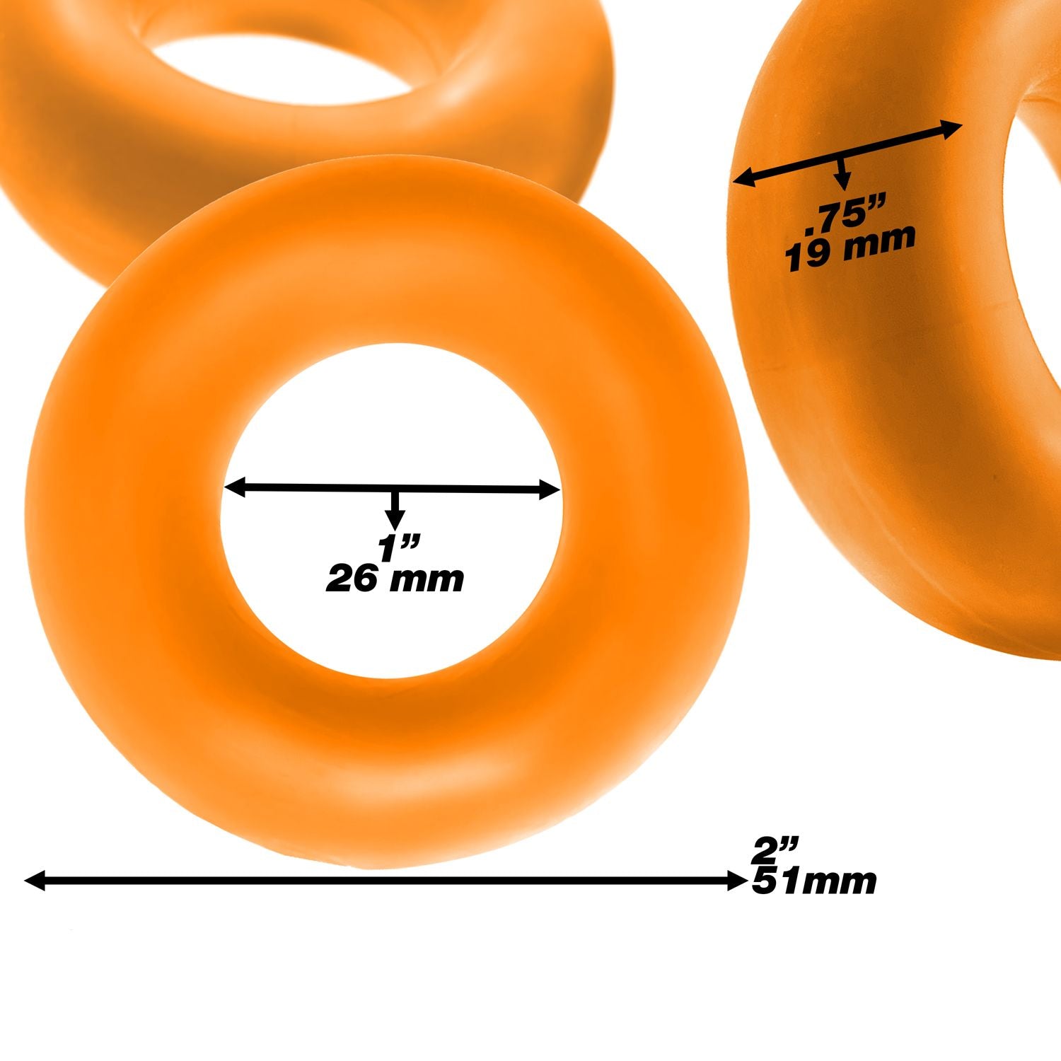 Fat Willy 3 Piece Jumbo Cockrings - Orange - K. P.