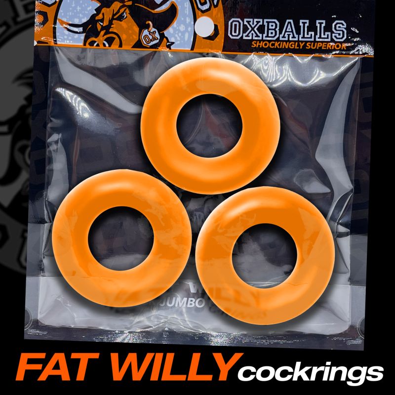 Fat Willy 3 Piece Jumbo Cockrings - Orange - K. P.