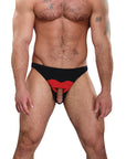 Hot Lips Bikini Novelty Underwear - Black/Red - K. P.