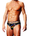 Oversized Paw Open Back Brief - Black/Rainbow - K. P.