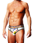 Oversized Paw Open Back Brief - White/Rainbow - K. P.