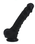 Realistic Dildo Ridged Shaft with Balls - Black - K. P.
