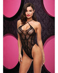 Criss Cross Lace Teddy - Black - K. P.
