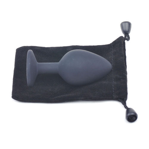 Black Silicone Anal Plug Medium w/ Purple Diamond - K. P.
