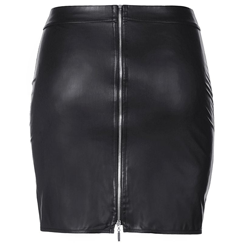 Stretch Wetlook Mesh Criss Cross Skirt - Black - K. P.