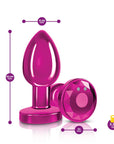 Cheeky Charms - Rechargeable Vibrating Metal Butt Plug with Remote - Medium - Pink - K. P.