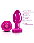 Cheeky Charms - Rechargeable Vibrating Metal Butt Plug with Remote - Medium - Pink - K. P.