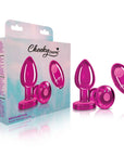 Cheeky Charms - Rechargeable Vibrating Metal Butt Plug with Remote - Medium - Pink - K. P.