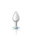 Cheeky Charms - Round Butt Plug with Clear Iridescent Jewel - Medium - Silver - K. P.