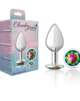 Cheeky Charms - Round Butt Plug with Rainbow Jewel - Medium - Silver - K. P.