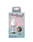 Cheeky Charms - Round Butt Plug with Rainbow Jewel - Medium - Silver - K. P.