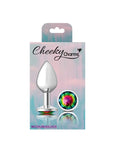 Cheeky Charms - Round Butt Plug with Rainbow Jewel - Medium - Silver - K. P.