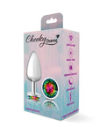 Cheeky Charms - Round Butt Plug with Rainbow Jewel - Large - Silver - K. P.
