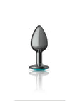 Cheeky Charms - Round Butt Plug with Teal Jewel - Small - Gunmetal - K. P.