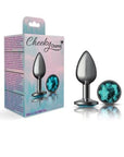 Cheeky Charms - Round Butt Plug with Teal Jewel - Small - Gunmetal - K. P.