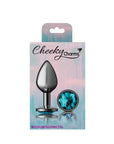 Cheeky Charms - Round Butt Plug with Teal Jewel - Medium - Gunmetal - K. P.