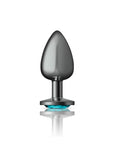 Cheeky Charms - Round Butt Plug with Teal Jewel - Large - Gunmetal - K. P.