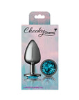 Cheeky Charms - Round Butt Plug with Teal Jewel - Large - Gunmetal - K. P.