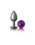Cheeky Charms - Round Butt Plug with Purple Jewel - Small - Gunmetal - K. P.