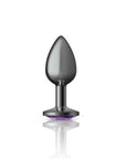 Cheeky Charms - Round Butt Plug with Purple Jewel - Small - Gunmetal - K. P.