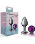 Cheeky Charms - Round Butt Plug with Purple Jewel - Small - Gunmetal - K. P.