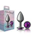 Cheeky Charms - Round Butt Plug with Purple Jewel - Medium - Gunmetal - K. P.
