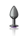Cheeky Charms - Round Butt Plug with Purple Jewel - Medium - Gunmetal - K. P.