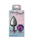 Cheeky Charms - Round Butt Plug w Purple Jewel - Large - Gunmetal - K. P.