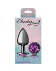 Cheeky Charms - Round Butt Plug w Purple Jewel - Large - Gunmetal - K. P.