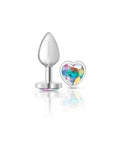 Cheeky Charms - Metal Butt Plug with Heart Clear Jewel - Small - Silver - K. P.