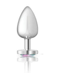 Cheeky Charms - Metal Butt Plug with Heart Clear Jewel - Large - Silver - K. P.