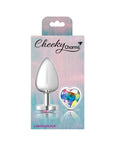 Cheeky Charms - Metal Butt Plug with Heart Clear Jewel - Large - Silver - K. P.
