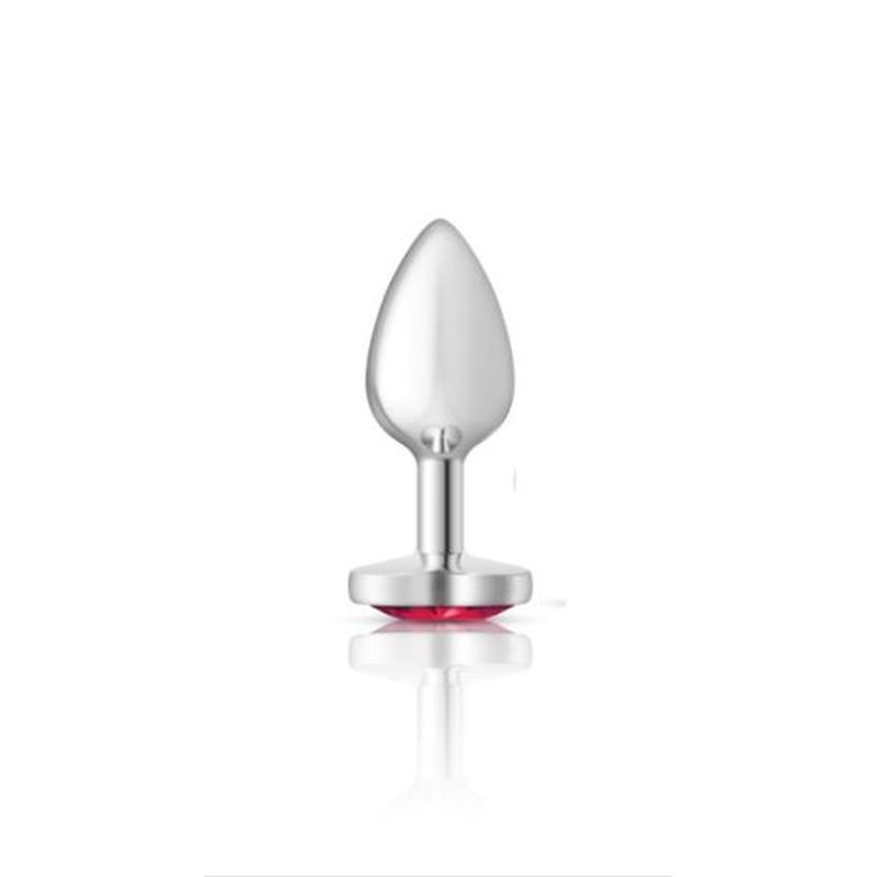 Cheeky Charms - Metal Butt Plug with Heart Pink Jewel - Small - Silver - K. P.
