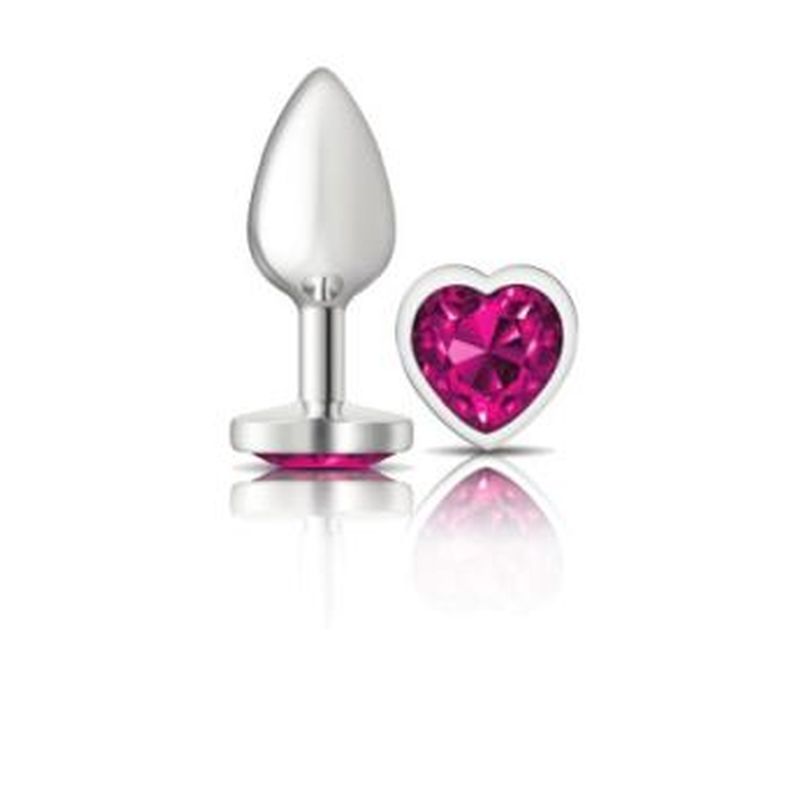Cheeky Charms - Metal Butt Plug with Heart Pink Jewel - Small - Silver - K. P.