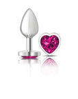 Cheeky Charms - Metal Butt Plug with Heart Pink Jewel - Small - Silver - K. P.