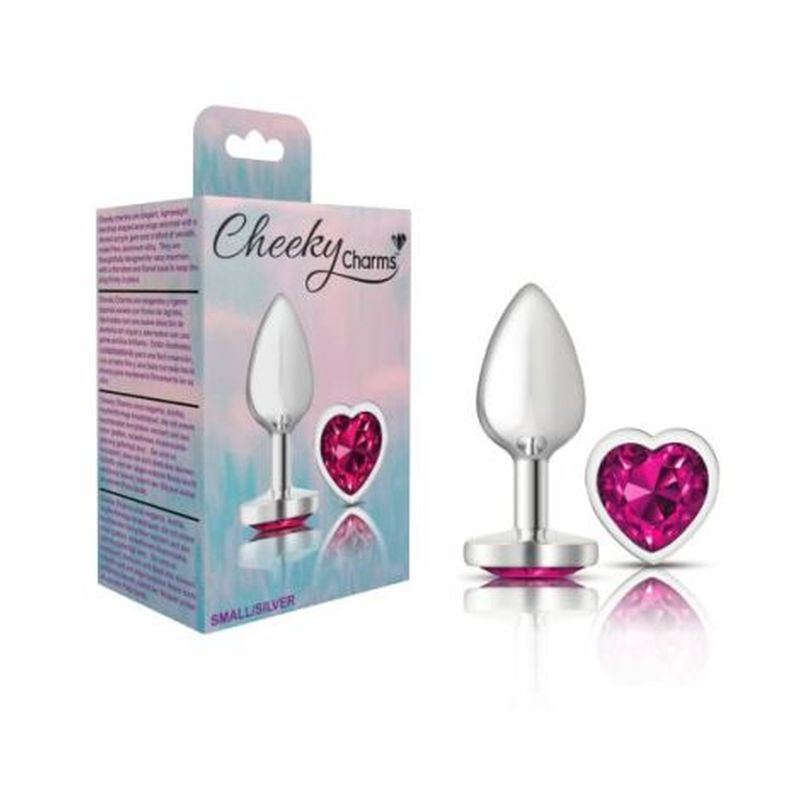 Cheeky Charms - Metal Butt Plug with Heart Pink Jewel - Small - Silver - K. P.